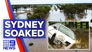 Sydney lashed with torrential rain floods winds  Nine News Australia [upl. by Dearden94]