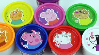 Peppa Pig Play Doh cans Surprise Eggs Doug Peppa Toys [upl. by Maryann]