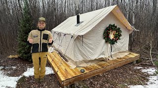 Hot Tent Overnight Camping  Christmas Special [upl. by Gavrila723]