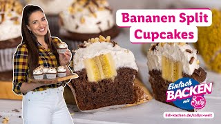 Bananensplit Cupcakes  sommerlich  Rezepte für Lidl von Sallys Welt [upl. by Alaekim]