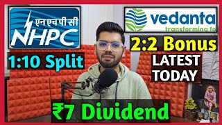 Vedanta Ltd  NHPC • Stocks Declared High Dividend Bonus amp Split With Ex Dates [upl. by Azzil]