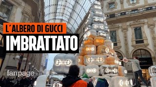 Albero di Gucci imbrattato da Ultima Generazione quotNo al lusso sì ai fondi per l’ambiente” [upl. by Onateag]