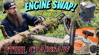 Lets Engine Swap This STIHL Chainsaw New Chinese Motor off Amazon going in this MS180 saw [upl. by Ahseik]