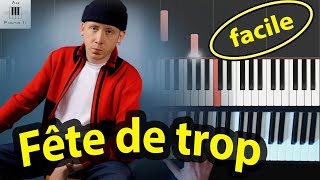 Fête De trop  Eddy de Pretto  Piano  Tutoriel FACILE  Synthesia [upl. by Adnola]