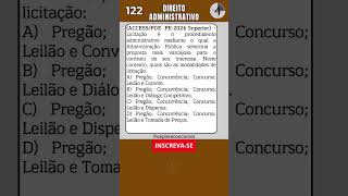 📙 122  QUESTÃO DE DIREITO ADMINISTRATIVO PARA CONCURSO shorts quiz concurso direito [upl. by Rosco]