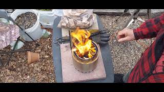 Wok cooking on a Gasifying Solo Camp Fire stove [upl. by Atnuhs]