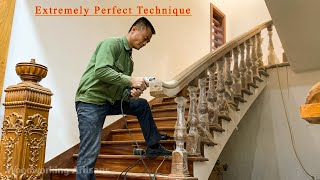 Project Of Making Wooden Stairs At Home  Constructing Beautiful Curved Wooden Staircase Handrails [upl. by Christian]