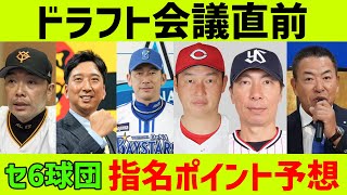 【徹底分析】セ・リーグ6球団の”ドラフト指名”ポイント予想一覧！！！ [upl. by Hsatan]