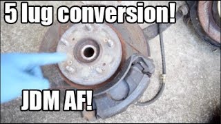 6th Gen Civic  Ball joint removal and 5 lug conversion Front [upl. by Aliekat857]