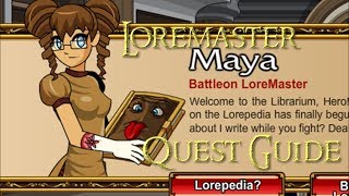 AQW Loremaster Quests  join librarium FULL WALKTHROUGH [upl. by Enilauqcaj]