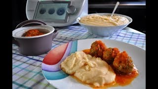 Albóndigas con puré y salsa de tomate en Thermomix ®  TM6 TM5 TM31  alternativa vegetariana [upl. by Sirron]