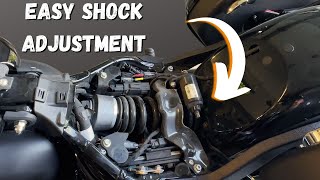 How to Adjust the Rear Shock Preload on a Harley Davidson Softail  Low Rider ST [upl. by Raama]