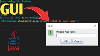 GUI In Java  Basic input output using JOptionPane class in java  Swing library  Part 1 [upl. by Nhepets433]