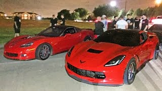 60190MPH Corvette Street Race  C6 Z06 vs C7 Stingray [upl. by Hausmann]