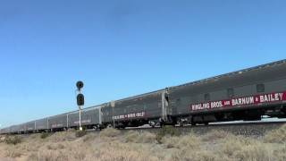 Ringling Bros Blue Unit Circus Train at Yermo CA 62314 [upl. by Oniratac]