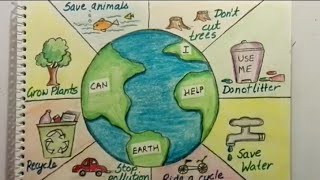 Save Earth Poster tutorial  Save earth save environment drawing [upl. by Leorsiy283]