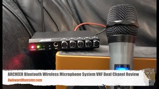 ARCHEER Bluetooth Wireless Microphone System VHF Dual Chanel Review [upl. by Aihseyk]