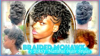 BRAIDED MOHAWK UPDO  5 Easy Natural Hair Style [upl. by Warram]