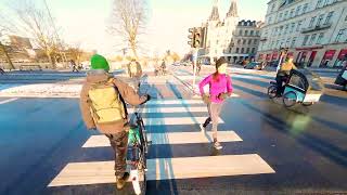 Copenhagen Cycling in Snow 🇩🇰 POV City Bike ride to Christiania [upl. by Nosnek]