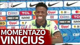 UN GATO irrumpe EN LA RUEDA DE PRENSA DE VINICIUS con BRASI  MUNDIAL QATAR 2022 [upl. by Fadil]