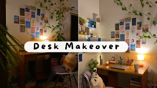 Aesthetic Desk Makeover  Renter Friendly Desk Set up [upl. by Aiz]