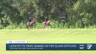 Park Behind Middlebrook Elementary Named After Slain Officer [upl. by Akemeuwkuhc]