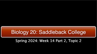 Saddleback Spring 2024 Biol 20  Week 14 Part 2 Topic 2 [upl. by Ripp]