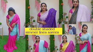 party wear collection👌 double shead Simmer lines sarees 🩷 [upl. by Eerol]