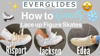 How to lace figure skates  Risport Jackson Edea  Step by Step EVERGLIDES [upl. by Connor]