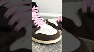 Travis Scott Mocha Jordan 1 High sneaker travisscott pink brown white fyp shorts [upl. by Atarman]