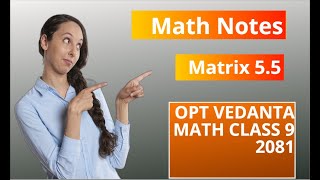 matrix 55 class 9 Vedanta opt math 2081 [upl. by Mauchi]