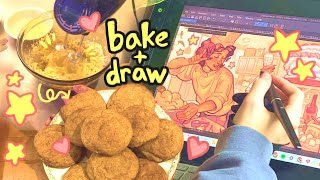 BAKE AND DRAW WITH ME planning a 30day art challenge and making pumpkin snickerdoodle cookies [upl. by Rothberg]