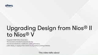 Nios® II to Nios® V Migration Design [upl. by Yllitnahc]