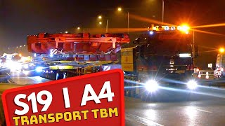 Transport ponadgabarytowy wiertnicy TBM  KRETA  Podkarpacie ekspresówka S19 i autostrada A4 [upl. by Coats]