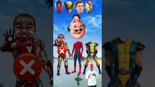 Spiderman Vs iron man amp volvire domu tu cosita alian motu super hero me guess right head matching 😃 [upl. by Cargian]