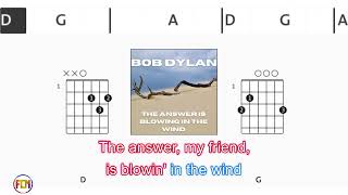 BOB DYLAN The answer is blowing in the wind FCN GUITAR CHORDS amp LYRICS [upl. by Cowles958]