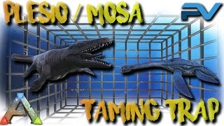 ARK THE CENTER  PLESIO  MOSA TAMING TRAP  HOW TO SOLO TAME A PLESIOMOSA [upl. by Chafee]