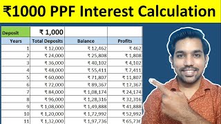 ₹1000 PPF Interest Calculation for 15 Years  PPF Calculator and Account Benefits [upl. by Aihsot]