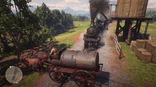 RDR2  The oil wagon does not explode next to the train [upl. by Zenitram106]