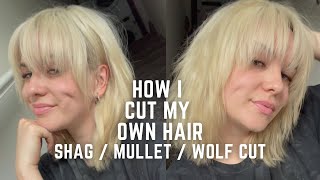 How I cut my own hair  shag layered mullet tutorial for beginners diy haircut [upl. by Faxon]