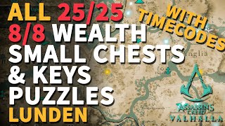 All Lunden Wealth Chests Gear Armor Treasure Keys Assassins Creed Valhalla Collectible [upl. by Aeli]