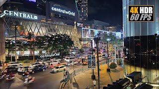 Street Food Outside Central World Mall In Bangkok 4K HDR 60 FPS [upl. by Niamrej435]