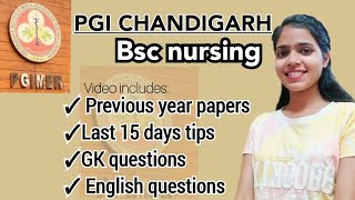 PGIMER Chandigarh bsc nursing PYQs  What to study in last 15 days pgichandigarh bscnursing [upl. by Adehsar]