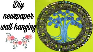 DIY EASY NEWSPAPER WALL HANGING IDEA 🎨diywallhangingcraftideas glasscraft wallhang art [upl. by Nord]