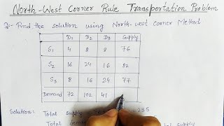 Lec20 Unbalanced Transportation Problem  North West corner method solution  Operation Research [upl. by Aiuqet601]