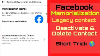 how to set up facebook memorialization and legacy contact settings accountshort trick facebook🌎👍 [upl. by Pirali]