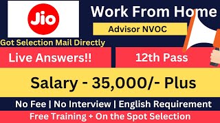 Jio Hiring  Live Test Answers  Work From Home  12th Pass  No Interview  Online Job  Jobs [upl. by Reerg818]