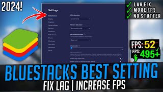 Bluestacks 5 Best Settings for Low End PC  Bluestacks Fix Lag amp Boost FPS 2024 [upl. by Ahsieyn]