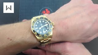 Rolex GMTMaster II 116718 18K Yellow Gold Luxury Watch Review [upl. by Asertal]