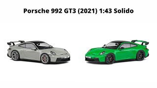 Porsche 992 GT3 2021 143 Solido Diecast Model Review  Chalk Grey amp Python Green Variants [upl. by Christalle438]